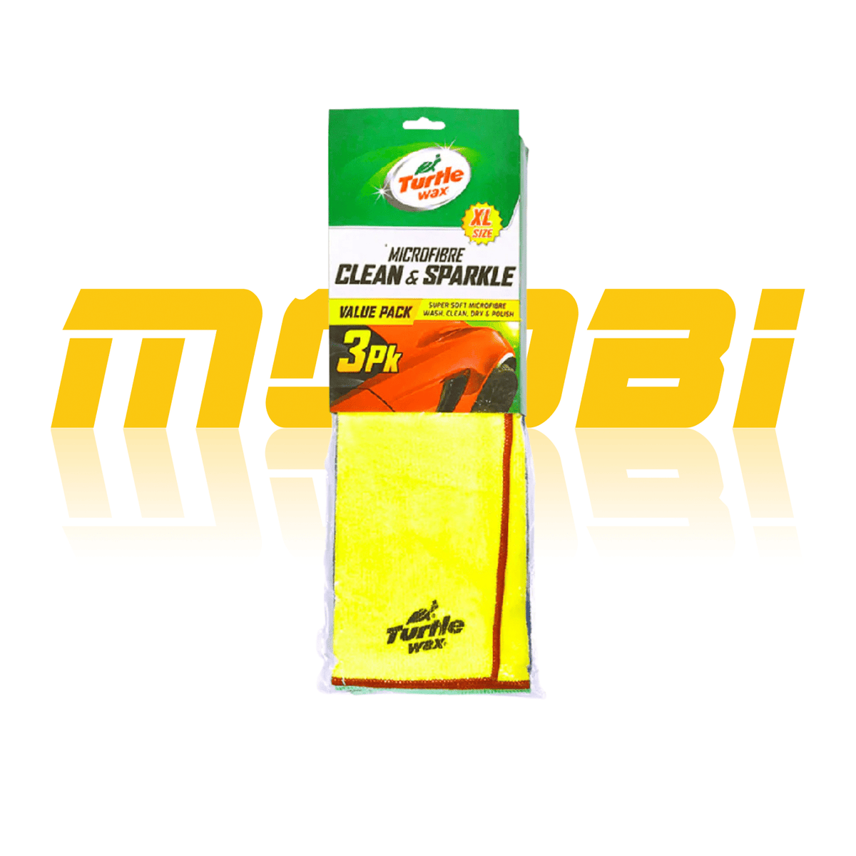 龜牌 微纖玻璃及內裝專用布 3條裝 Turtle Wax Microfibre Clean & Sparkle Glass & Interior Cloth 40 x 40 cm 正面包裝 - MOOBI 貓比香港現貨