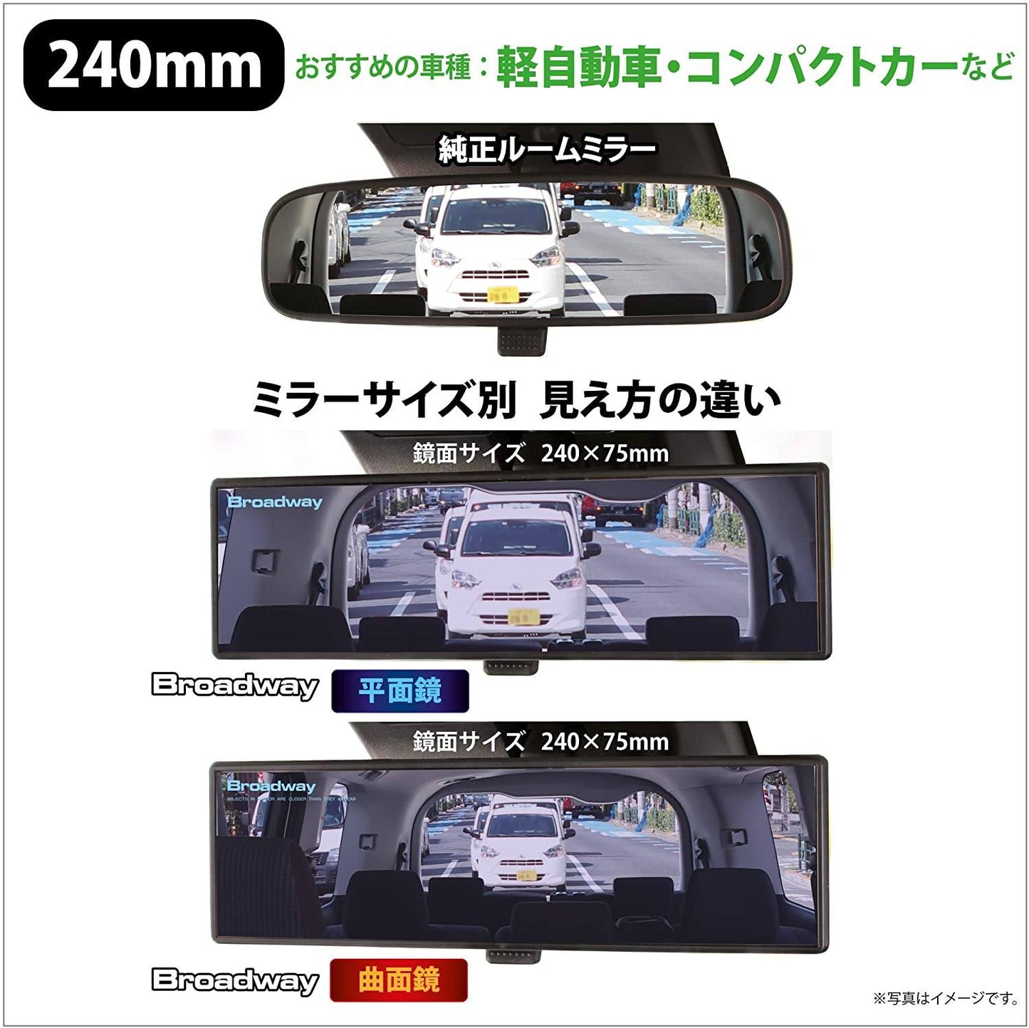 日本 NAPOLEX | BROADWAY 240㎜ 防UV 藍鏡倒後鏡 | MOOBI 香港網上汽車用品店 p5