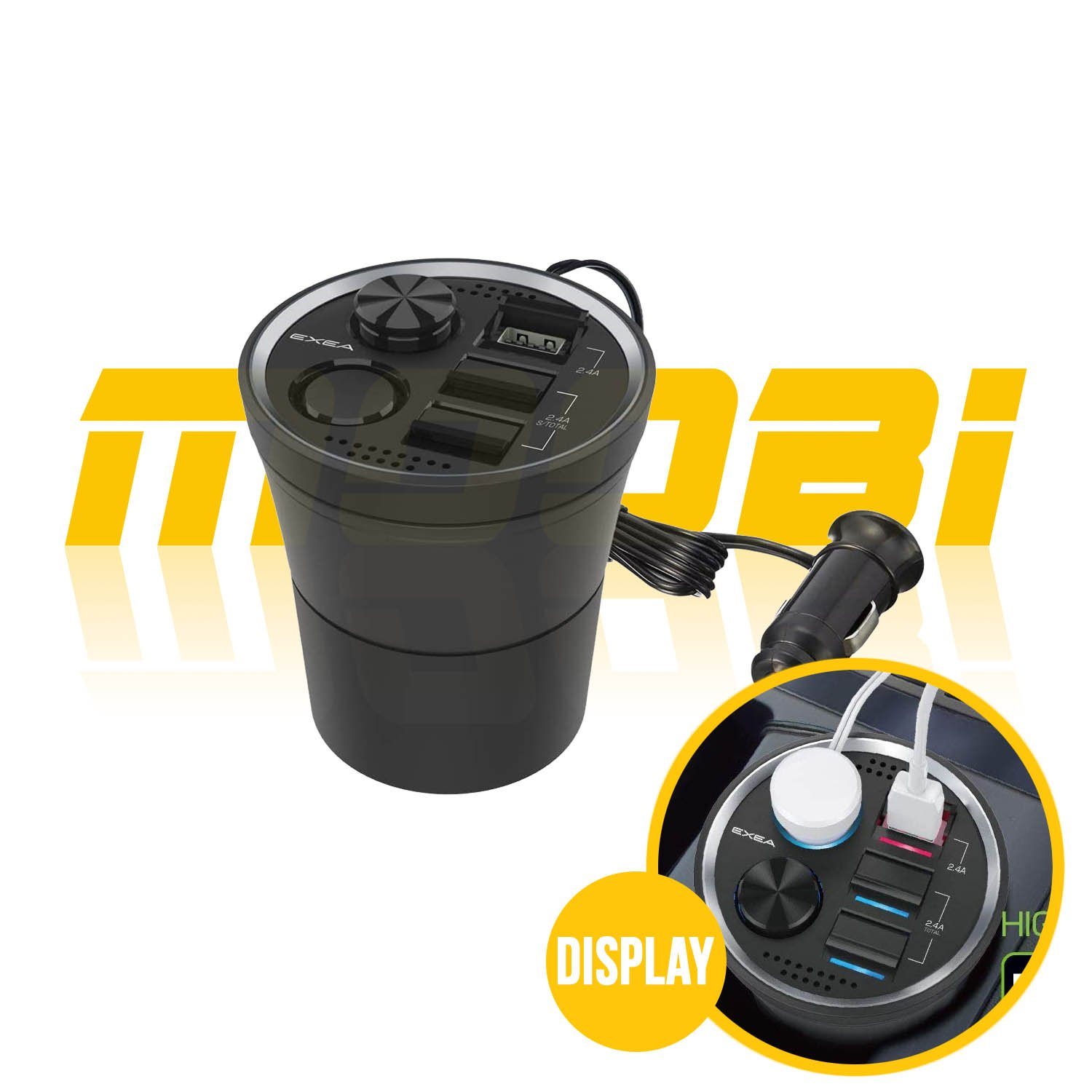 日本 EXEA 星光産業 | 杯型 USB 3+1 充電器連插座 EM-160 黑色   | MOOBI 香港網上汽車用品專門店 p1
